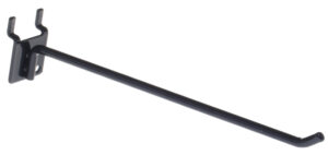 8” Peg Hook for up to 1/8" Thick Metal Pegboard, 1" On Center, Metal - Black