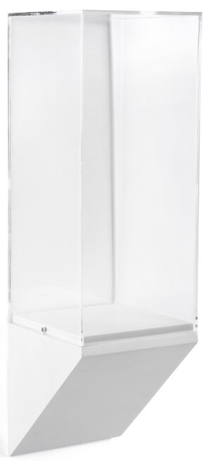 8”w Wall Wedge Display Case w/ MDF Base and Lift Off Acrylic Vitrine - White