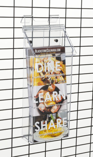 Acrylic Brochure Holder for Gridwall, Fits 4” x 9” Pamphlets - Clear