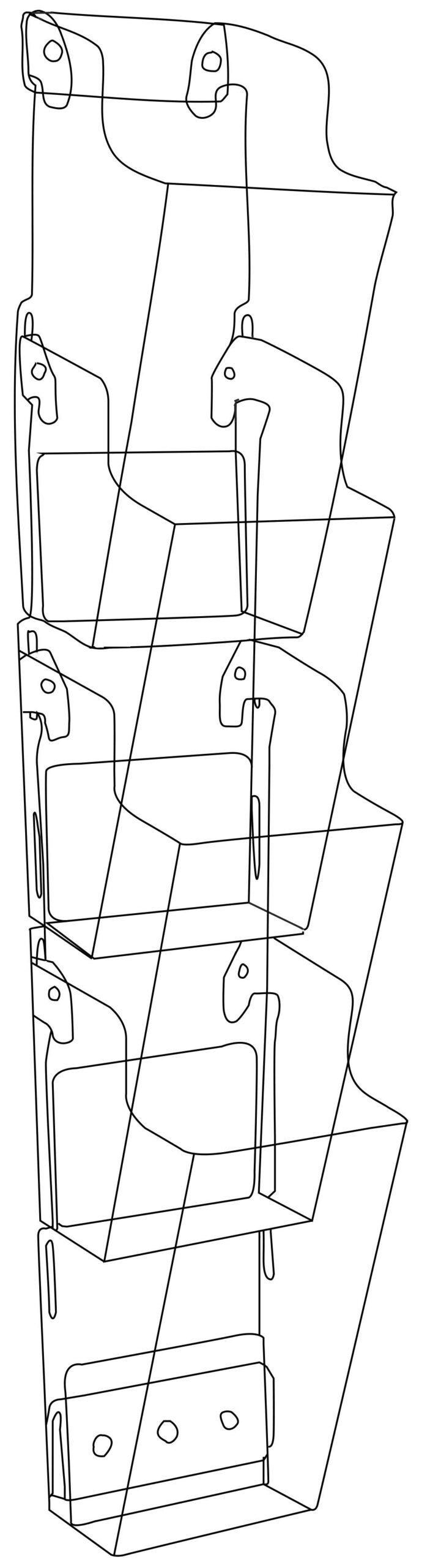 Acrylic Brochure Wall Rack, 4"w Pockets, Half View - Clear