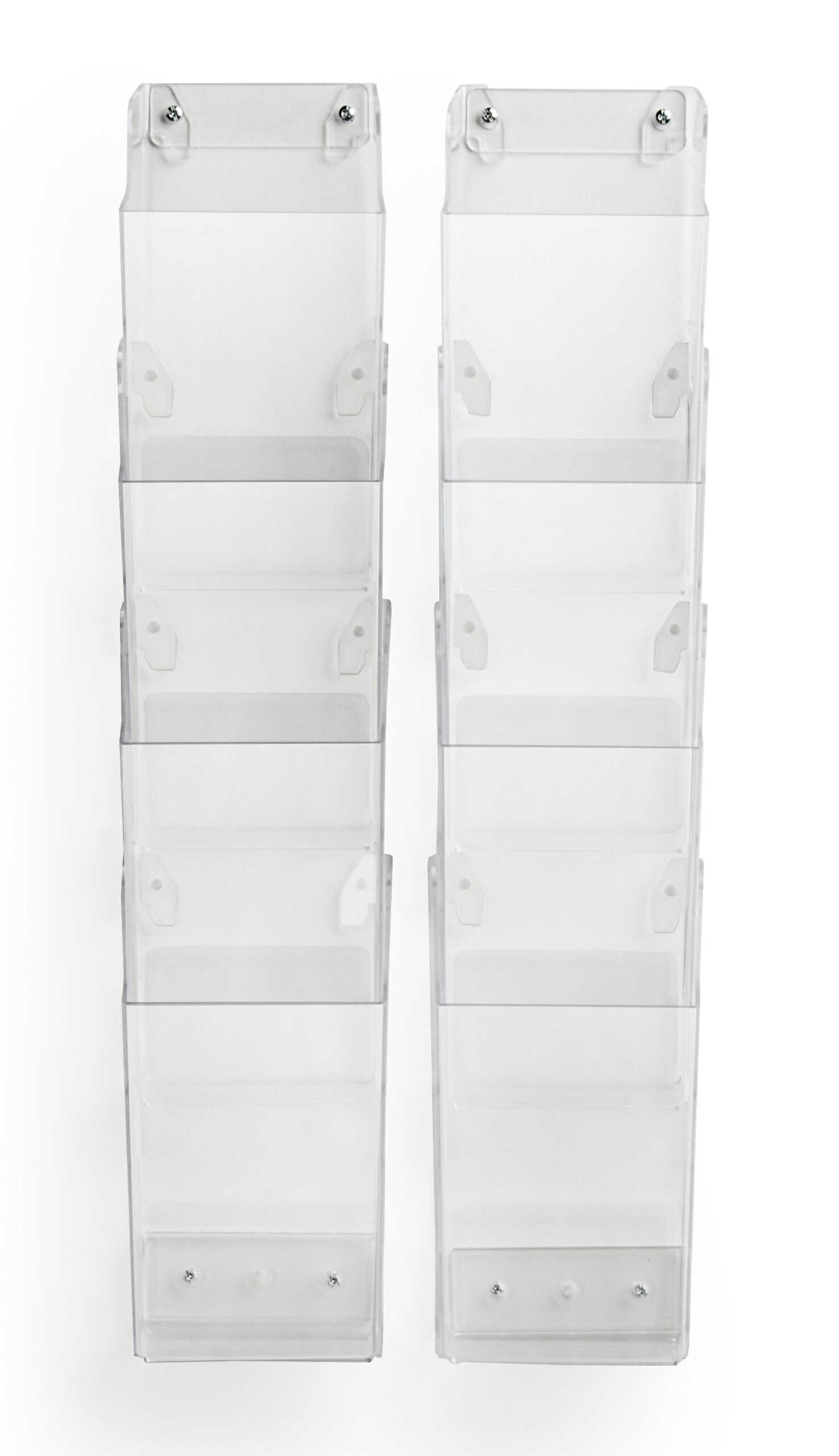 Acrylic Brochure Wall Rack, 4"w Pockets, Half View - Clear