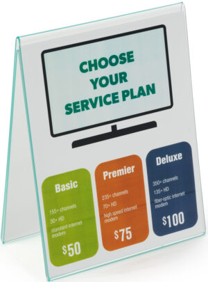 Acrylic Countertop Sign Holder, Side Insert, Double-Sided - Clear