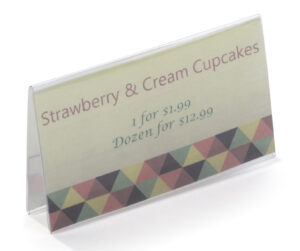 Acrylic Countertop Sign Holder, Side Loading, Double-Sided - Clear