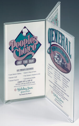 Acrylic Countertop Sign Holder, Top Insert, 6-Sided, Acrylic Feet - Clear