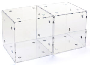 Acrylic Display Bin, Countertop, 2 Compartments, Magnetic, Stackable - Clear