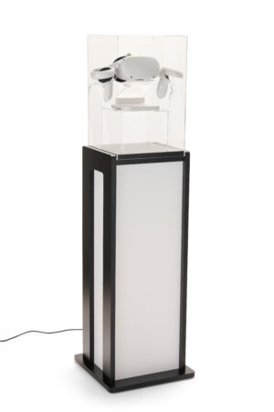 Acrylic Display Pedestal with LED Lights, Recycled Lift-Off Acrylic Topper - Black