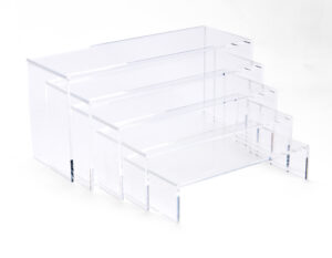 Acrylic Display Risers, Recycled Material, Assorted Sizes, Set of 5 or 7 - Clear