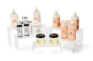 Acrylic Display Risers, Recycled Material, Assorted Sizes, Set of 5 or 7 - Clear