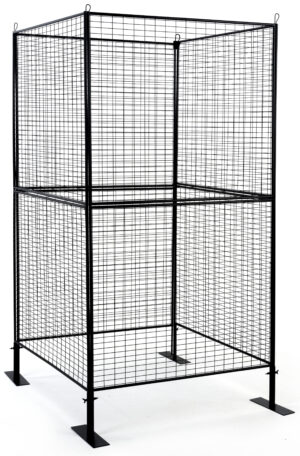 Art Display Grid, Square-Shaped, 4-Sided, (8) 3' x 3' Panels, Iron Mesh - Black