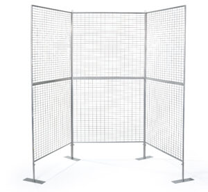 Art Display Grid, U-Shaped, (6) 3' x 3' Panels, Iron Mesh - Silver