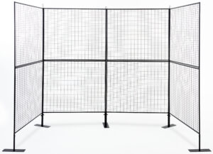 Art Display Grid, U-Shaped, (8) 3' x 3' Panels, Iron Mesh - Black