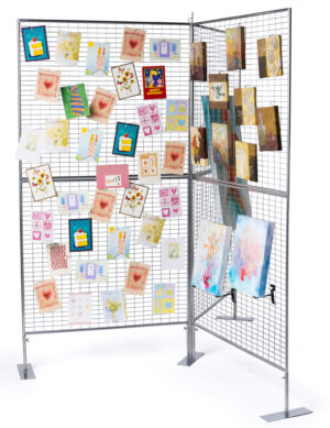 Art Display Grid, Y-Shaped, (6) 3' x 3' Panels, Iron Mesh - Silver