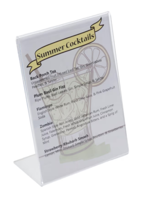 Acrylic Countertop Sign Holder, Slant Back Design - Clear