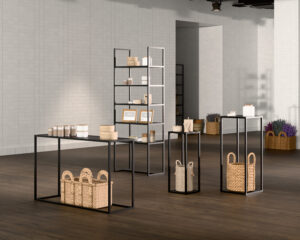 Black Console Table with Open Frame and Spacious Display Shelf - Black