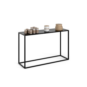 Black Console Table with Open Frame and Spacious Display Shelf - Black