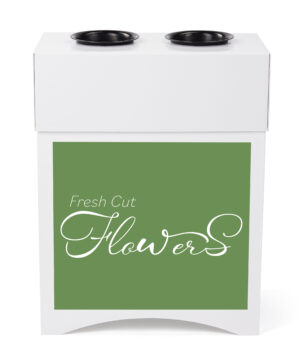 Cardboard Flower Display, 2 Waterproof Plastic Buckets & Green Stock Graphic - White