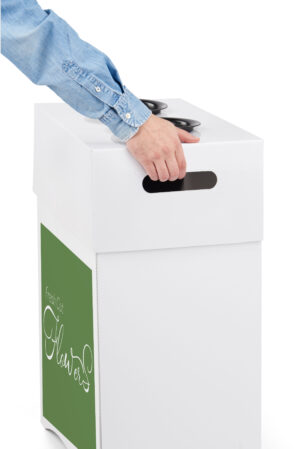 Cardboard Flower Display, 2 Waterproof Plastic Buckets & Green Stock Graphic - White