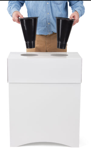 Cardboard Flower Display, 2 Waterproof Plastic Buckets - White