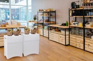 Cardboard Flower Display, 2 Waterproof Plastic Buckets - White