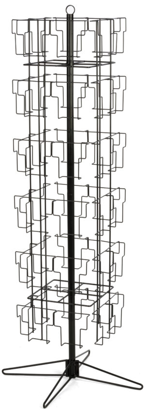 CD Display Stand w/ Sign Clip, Floor Standing, 48 Pockets - Black