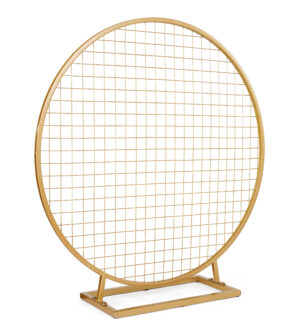 Circle Gridwall Backdrop w/ Countertop Design - Gold or White