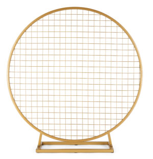 Circle Gridwall Backdrop w/ Countertop Design - Gold or White
