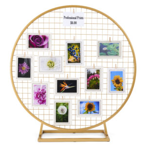 Circle Gridwall Backdrop w/ Countertop Design - Gold or White