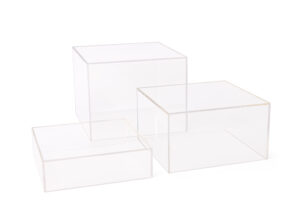 Clear Acrylic Cube Risers made of Recycled Material, Set of 3 - Transparent