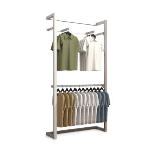 Clothing Wall Display with Hang-Rail and Two 12" Faceouts - Chrome