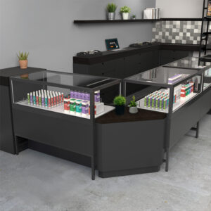 Corner Retail Counter w/ Matte Finish, Decorative Reveal, Ships Fully Assembled