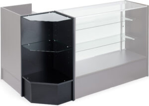 Corner Retail Display with MDF Construction and Two Adjustable Tempered Glass Shelves