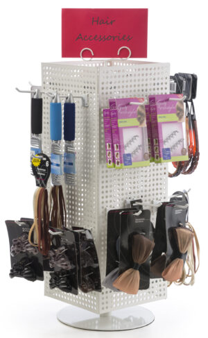 Counter Pegboard Spinner Rack, Magnetic– White