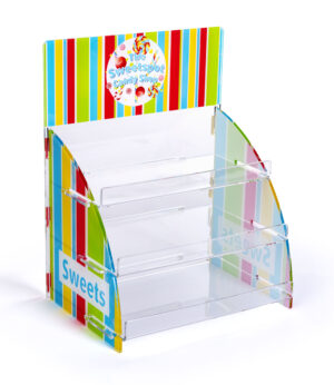 Countertop Acrylic Display with Custom Print, 3 Tiers – Clear