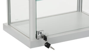 Countertop Display Case w/ Glass Canopy Top, 3 Shelves - Silver