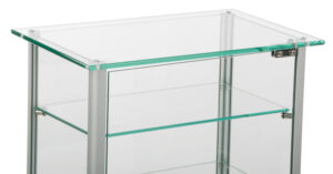 Countertop Display Case w/ Glass Canopy Top, 3 Shelves - Silver