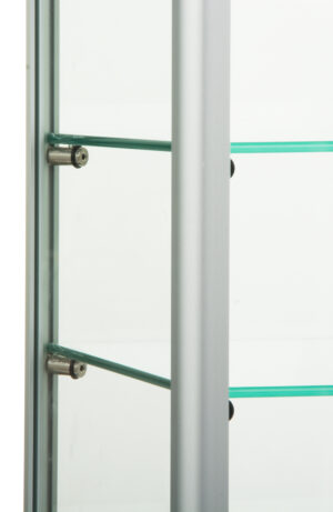 Countertop Display Case w/ Glass Canopy Top, 3 Shelves - Silver