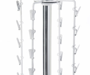 Countertop Display Strip Stand w/ Header, Rotating, 36 Clips - White