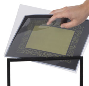 Countertop/Floor-Standing Sign Holder, Top Insert, Height Adjustable - Black