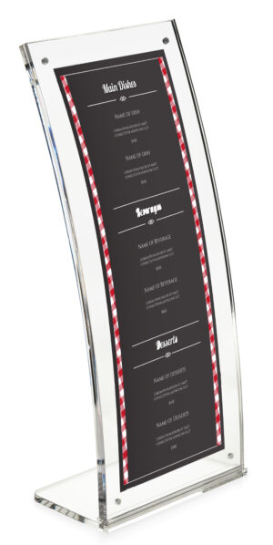 Countertop Sign Holder, Magnetic Closure, Curved - Clear