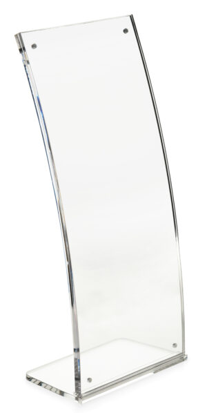 Countertop Sign Holder, Magnetic Closure, Curved - Clear