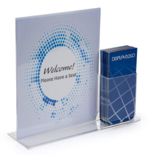Countertop Sign Holder with Pamphlet Pocket, T-Style Design - Clear