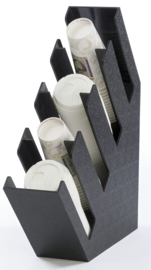 Cup & Lid Organizer, 4 Compartments, Tabletop - Black