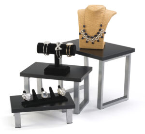 Display Risers, Set of 3, Anti-Slip - Black