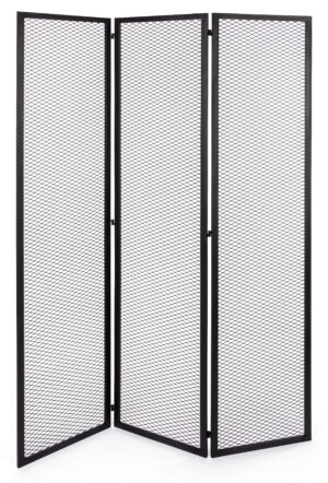 Display Screen w/ Three Panels, 45" W x 72" H, Iron Mesh Retail - Black