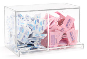 Double Acrylic Packet Holder, Countertop or Wall Mount, Top Loading - Clear
