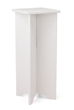 Eco-Friendly Display Pedestal w/ 14-inch Square Tabletop, Recycled, Flat Pack - White