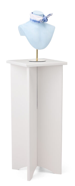 Eco-Friendly Display Pedestal w/ 14-inch Square Tabletop, Recycled, Flat Pack - White