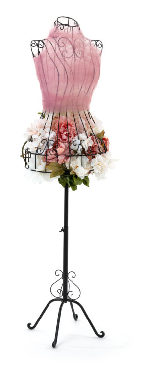 Female Dress Form w/ Decorative Metal Wire Construction, Adjustable Height - Black