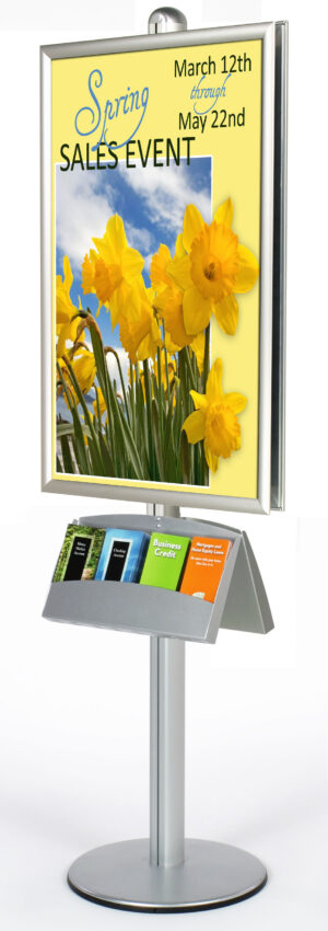 Floor Stand Poster Holder with Brochure Holder, Double-Sided