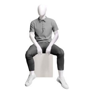 Full Body Mannequins w/ Glass Base, Sitting and Standing Poses Male - White